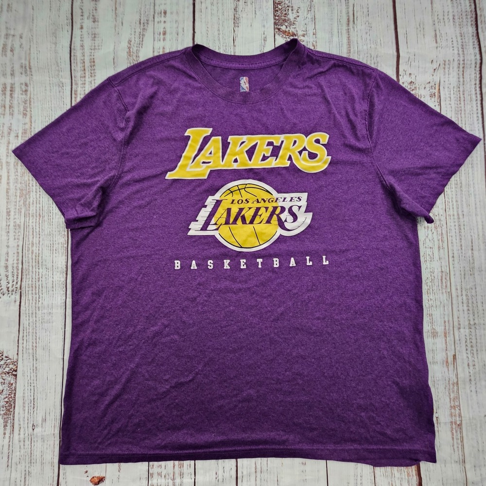 LA Lakers NBA Basketball Purple Short Sleeve Polyester T-Shirt Adult XL